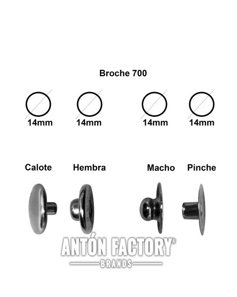 Cierre Botón Broche Click Presión Italiano 700/14mm